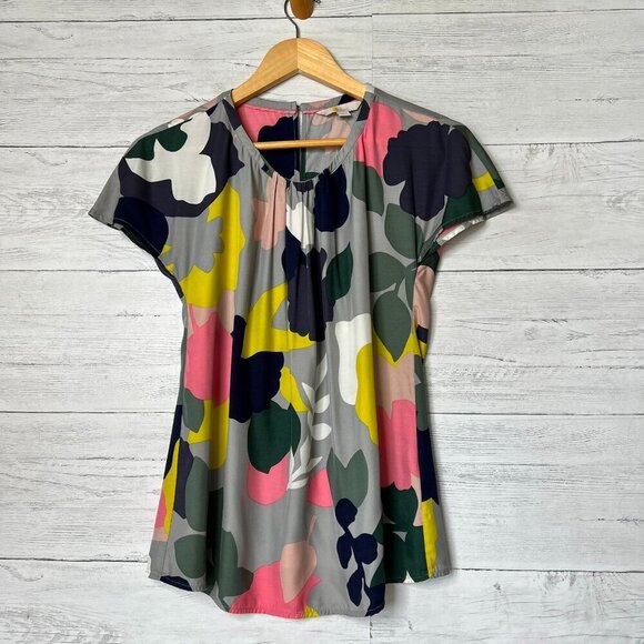 Boden Blouse Womens Size US 2 Colorful Ravello Floral Silk Blend Springtime - Picture 1 of 15